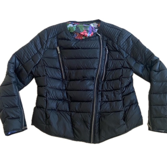 Lightweight Packable Quilted Puffer Jacket Black Cropped Moto Style XL NWOT BCBG - Picture 2 of 9